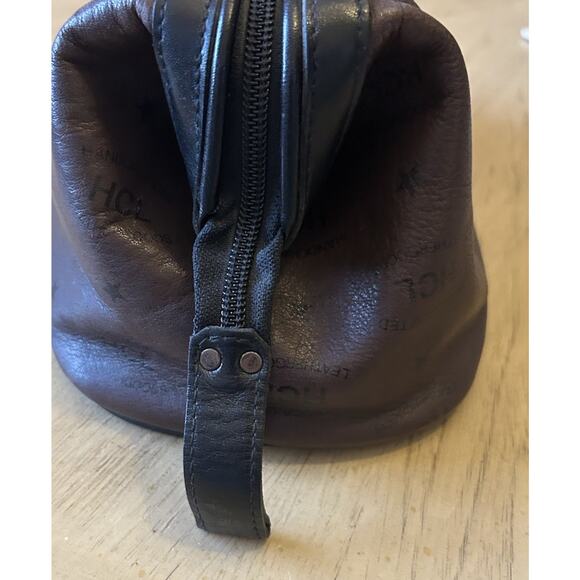 Vintage HCL Mens Toiletry Handcrafted Leather Monogram Travel Bag Shave Kit RARE - Picture 6 of 16